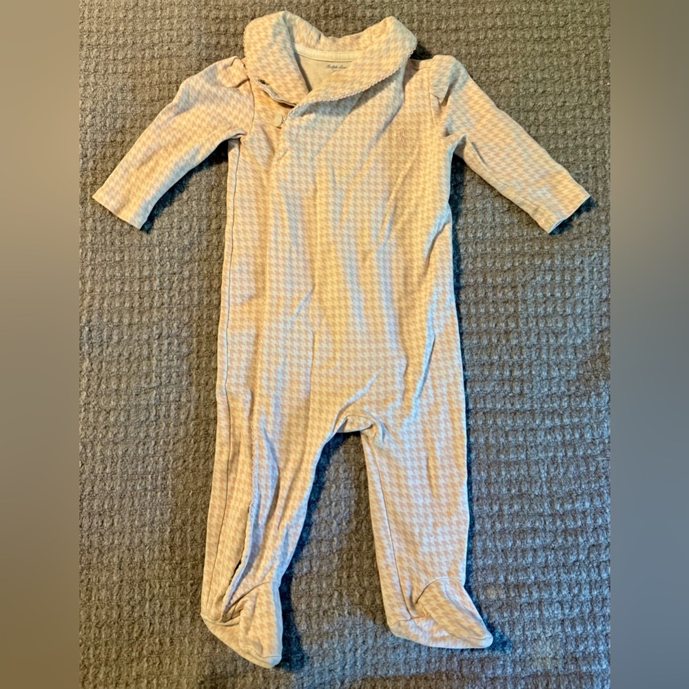 Ralph Lauren Pink Plaid Kids One Piece Footie